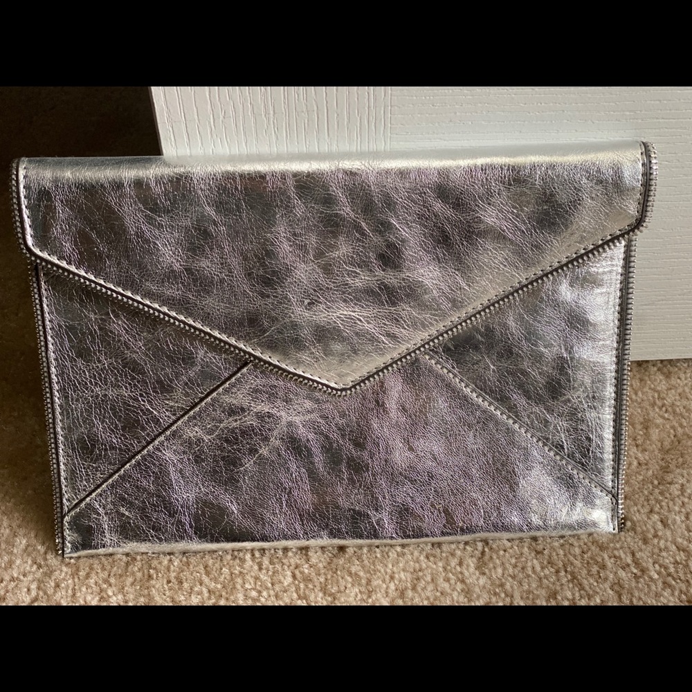 Rebecca Minkoff Silver Metallic Envelope clutch
